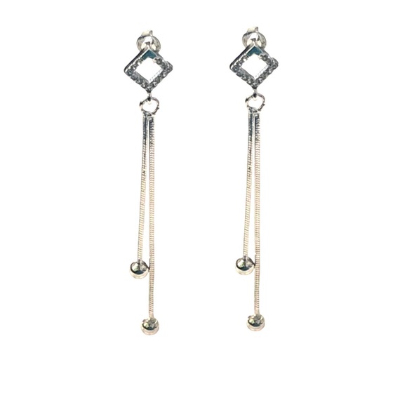 Toyanna Jewelry Jewelry - Cubic Zirconia Diamond Dangling Chain Earrings